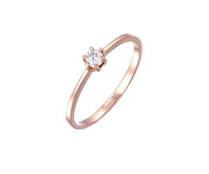 Elli DIAMONDS Ring Damen Solitär Verlobung mit Diamant (0.11 ct.) in 750 Roségold