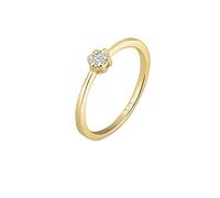 Elli DIAMONDS Ring Damen Verlobung Blume mit Diamant (0.045 ct.) in 375 Gelbgold