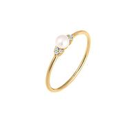 Elli DIAMONDS Ring Damen Verlobung Perle mit Diamant (0.03 ct.) in 585 Gelbgold