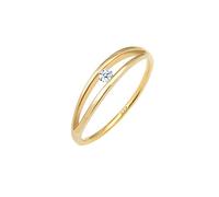 Elli DIAMONDS Ring Damen Verlobung Schlicht mit Diamant (0.06 ct.) aus 585 Gelbgold