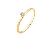 Elli DIAMONDS Ring Women Engagement Solitaire with Diamond (0.015 ct.) in 585 Yellow Gold