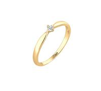 Elli DIAMONDS Ring Damen Verlobung Welle mit Diamant (0.03 ct) in 585 Gelbgold