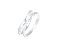 Elli DIAMONDS Ring Damen Wickelring Cross Diamant (0.015 ct.) in 925 Sterling Silber