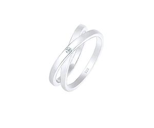 Elli DIAMONDS Ring Damen Wickelring Cross Diamant (0.015 ct.) in 925 Sterling Silber
