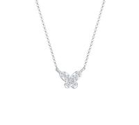 DIAMORE, Halskette Schmetterling Diamanten (0.105 Ct) 925 Silber in silber, Schmuck für Damen Gr. 42 cm
