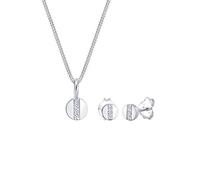 Elli DIAMONDS Schmuckset Damen Kreis Geo Diamant (0.05 ct.) in 925 Sterling Silber