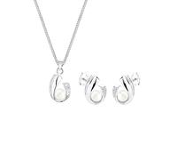 Elli DIAMONDS Schmuckset Damen mit Süßwasserperlen und Diamant (0.04 ct.) in 925 Sterling Silber