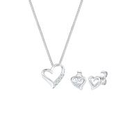 Diamore Schmuckset »Herz Liebe Diamant (0.12 ct) 925 Silber«, silberfarben
