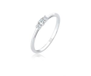 Elli DIAMONDS Verlobungsring Diamant (0.06 ct.) Zart 925 Silber 54 Damen