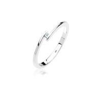 DIAMORE, Ring Verlobungsring Solitär Diamant 0.015 Ct.925 Silber in silber, Schmuck für Damen Gr. 58 mm