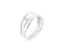 Elli DIAMONDS Wickelring Asymmetrisch Diamant (0.015ct.) 925 Sterling Silber 54 Damen
