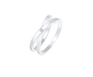 Elli DIAMONDS Wickelring Cross Diamant (0.015 ct.) 925 Silber 56 Damen