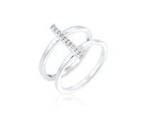 Elli Doppelring Geo Kristalle 925er Silber 52 Damen