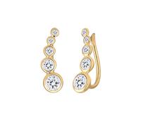 Elli, Ohrringe Earcuff Earclimber Kristalle 925 Silber in gold, Schmuck für Damen Gr. OneSize