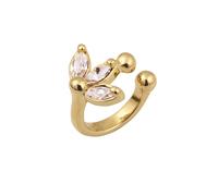 Elli Earcuff Blume mit Kristallen von Swarovski® 925 Sterling Silber goldfarben Damen