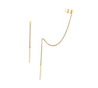 Elli Earcuff mit Kette Durchzieher Plättchen Poliert 925 Silber goldfarben Damen