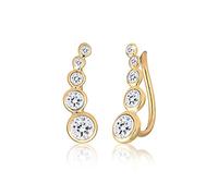 Elli Earcuffs Silber 925 Vergoldet 24K Ohrmanschetten Damen Ohrringe für Frauen Ohrklemmen mit Steinen 0.015ct 0.06ct 0.1ct 0.24ct Länge 17.5mm 0306430617