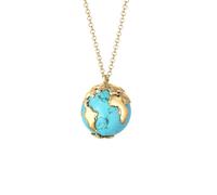 Elli Kette mit Anhänger »Erbskette Globus Weltkugel Syn. Howlith 925 Silber«, goldfarben