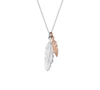 Elli, Halskette Feder Bi-Color Boho Look 925 Sterling Silber in silber, Schmuck für Damen Gr. 45 cm