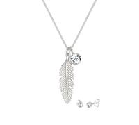 Elli Feder Kette und Ohrstecker 925 Sterling Silber, mit Kristallen von Swarovski® silberfarben Damen