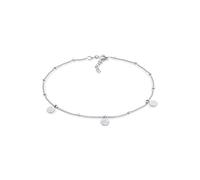 Elli Fußschmuck Damen Fußkettchen Kugel Plättchen Gehämmert in 925 Sterling Silber