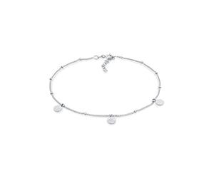 Elli Fußschmuck Damen Fußkettchen Kugel Plättchen Gehämmert in 925 Sterling Silber
