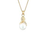 Elli, Halskette Infinity Perle Kristalle 925 Silber in gold, Schmuck für Damen Gr. 45 cm