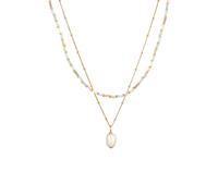 elli. Halskette Layer Süßwasserperle Barock Glas Beads 925 Silber, gold Gold