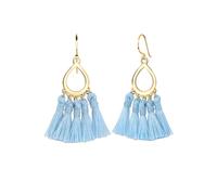 Elli Hänger Tassel Quaste Tropfen Festival 925 Silber Hellblau Damen