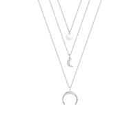 Elli Halskette Damen Halbmond Layer mit Kristalle in 925 Sterling Silber
