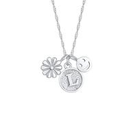 Elli Halskette Blume Smiling Face Buchstaben Anhänger 925 Silber | Kette Damen, Schmuck Geschenke für Frauen Mädchen Mama Freundin, Festival Silberkette, Länge 45 cm