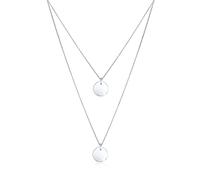 Elli Halskette – Layer mit Kreis-Plättchen, 2-lagig, 925 Sterling Silber, 45 cm