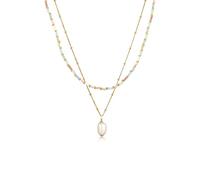 elli. Halskette Layer Süßwasserperle Barock Glas Beads 925 Silber, gold Gold