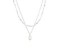 elli. Halskette Layer Süßwasserperle Barock Glas Beads 925 Silber, silber Silber