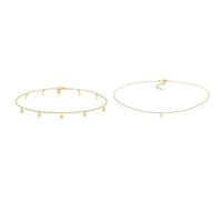 Elli Halskette Damen Choker Geo Kreis Basic Matt Coin in 925 Sterling Silber & Halskette Damen Choker Anhänger Geo mit Mondstein in 925 Sterling Silber