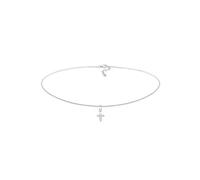 Elli Collierkettchen »Choker Kreuz Religion Zirkonia 925 Silber«, silberfarben