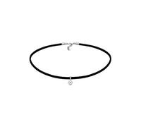 Elli Halskette Damen Choker mit Kugel Anhänger im schwarzen Velour Look | 925 Silber 32 cm Länge