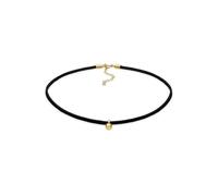Collier ELLI "Choker Velour Schwarz mit Anhänger Kugel Silber" Halsketten Gr. 32, Silber 925 (Sterlingsilber), Länge: 32 cm, goldfarben (gold) Damen Colliers (23234362-32)