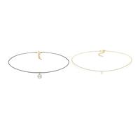 Elli Halskette Damen Choker Nylon mit Kristall in 925 Sterling Silber & Halskette Damen Choker Anhänger Geo mit Mondstein in 925 Sterling Silber