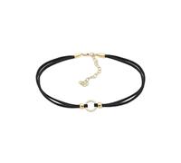 Elli Collier »Halsband schwarz Choker mit Kreis 925 Silber«, goldfarben