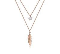 Elli Gliederkette »Layer mit Feder und Kristalle«, roségoldfarben