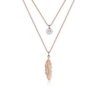 Elli Halskette Damen Feder Boho Festival mit Kristall 925 Silber | Rosé Vergoldet