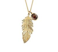Elli Halskette Damen Feder Boho mit Rauchquartz in 925 Sterling Silber vergoldet
