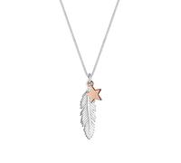 Elli Halskette Damen Feder Stern Anhänger Bi-Color 925 Sterling Silber
