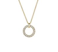 Elli Halskette Damen Geo Kreis Anhänger mit Kristallen in 925 Sterling Silber vergoldet (50cm)