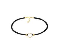 Elli - Choker Herz Velourband Schwarz 925 Silber Ketten Damen