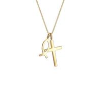 Elli Collierkettchen »Panzerkette Kreuz Fisch Symbol Religion 925 Silber«, goldfarben