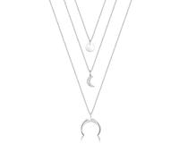Elli Halskette Damen Halbmond Layer mit Kristalle in 925 Sterling Silber