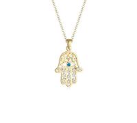 Elli Halskette Damen Hamsa Evil Eye mit Kristallen in 925 Sterling Silber Vergoldet