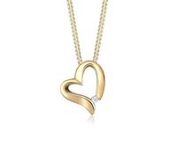 Elli Halskette Damen Herz Anhänger Geschwungen mit Diamant (0.015 ct.) in 925 Sterling Silber